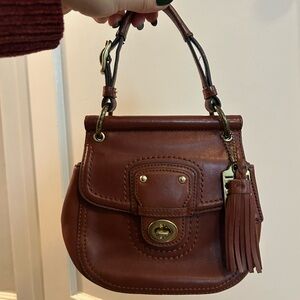 Coach Brown Leather Mini Bag with Tassel